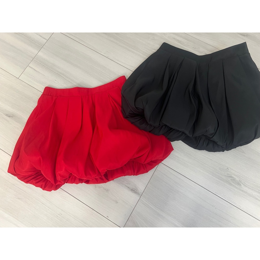 2 Pc Bubble Skirts Bundle Mini Puffed Hem Sz M Red Black Retro Balletcore Y2K